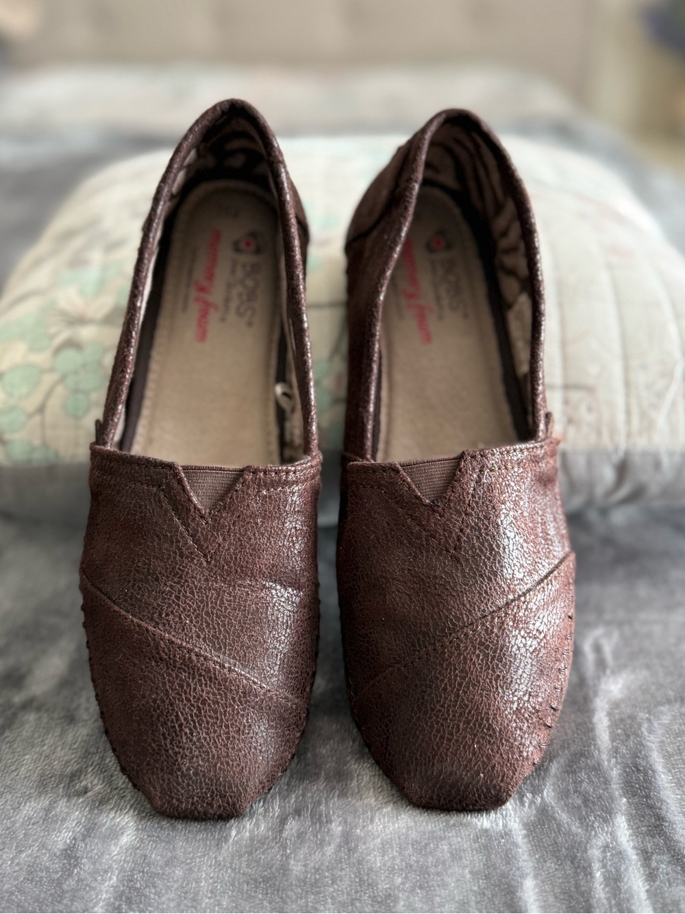 Bobs by Skechers Memory Foam 6.5 Brown Comfort Slip On Loafer Casual